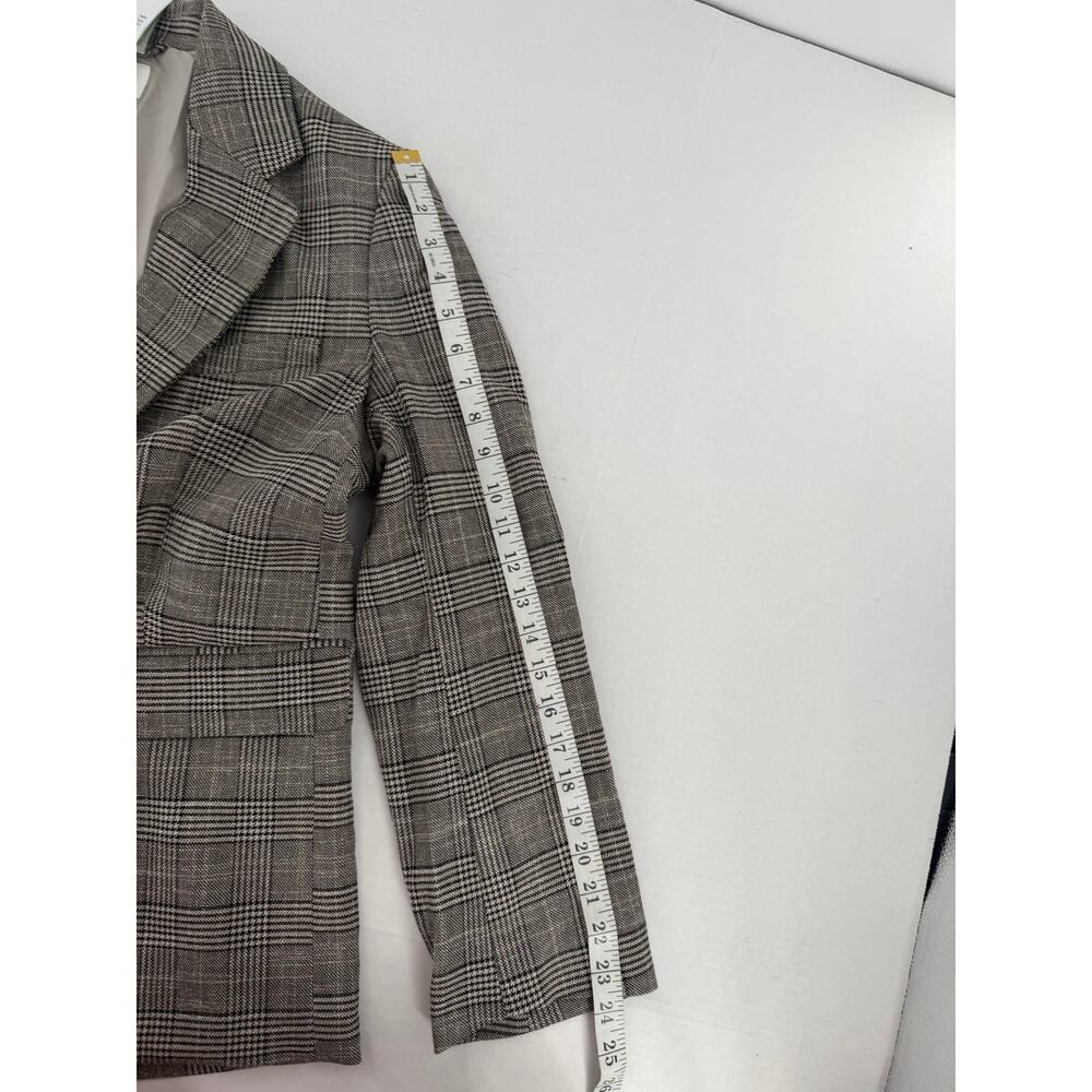 H&M Oversized Plaid Blazer Women’s S Beige Black White Single Button Preppy Fall - Picture 13 of 13